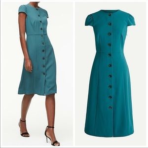 NWT J.Crew Button-Front Cap Sleeve dress in green